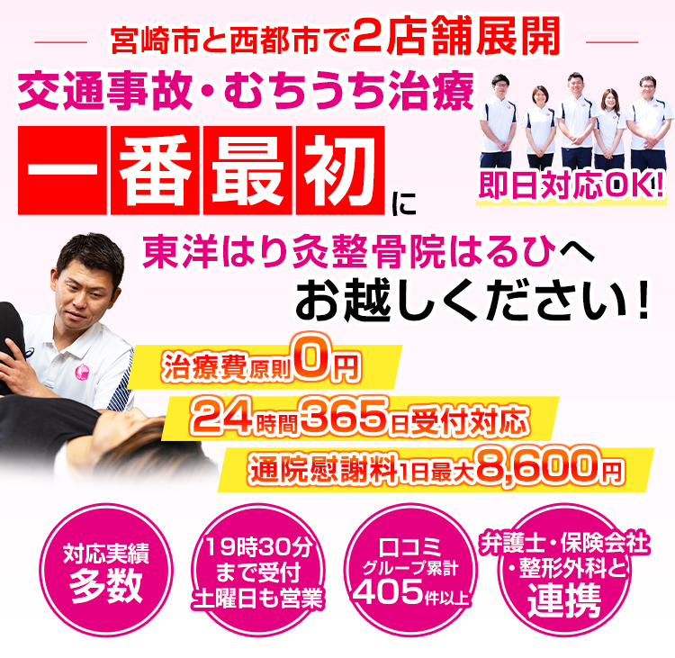 交通事故・むちうち治療の早期鎮痛×根本改善×再発防止