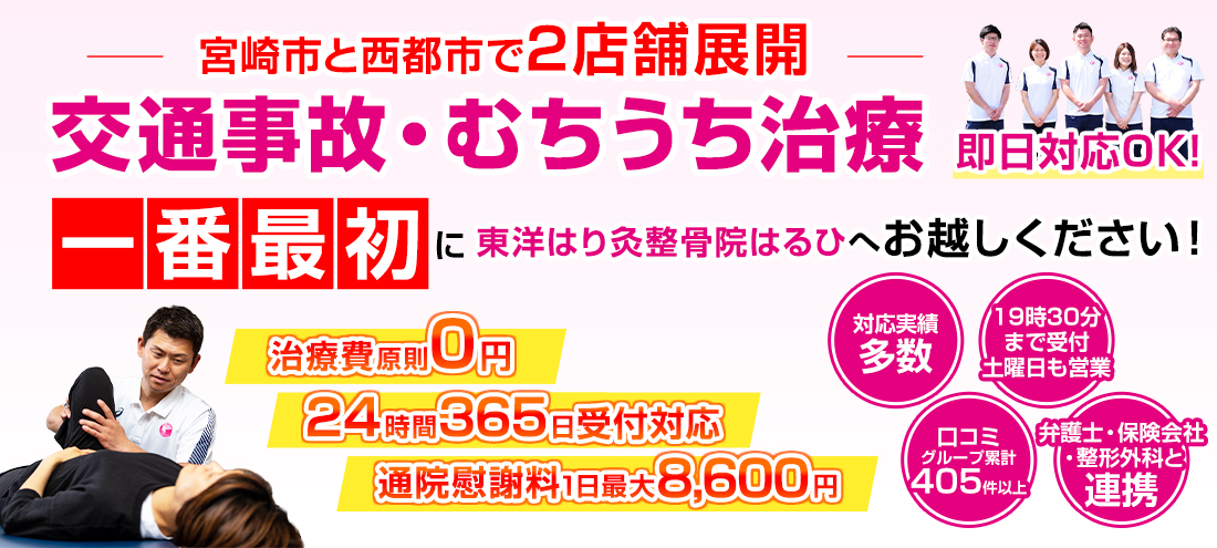 交通事故・むちうち治療の早期鎮痛×根本改善×再発防止
